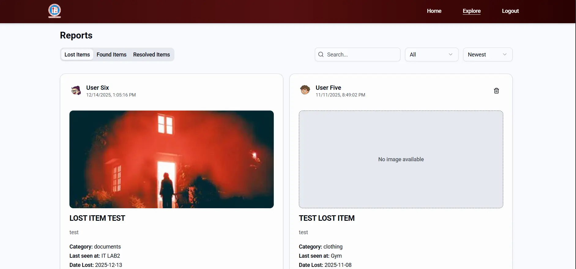 Lost and Found Management System — screenshot 3
