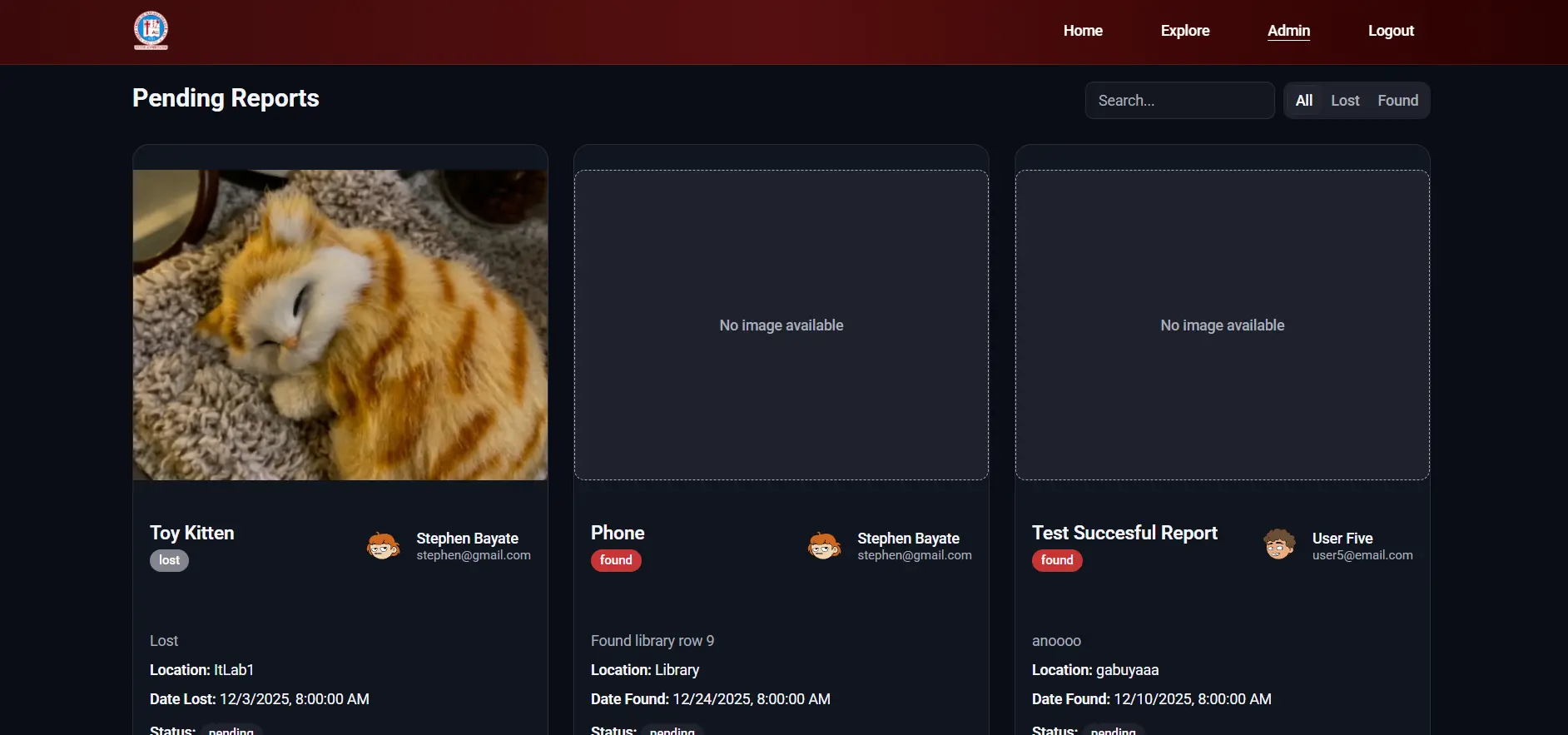 Lost and Found Management System — screenshot 5
