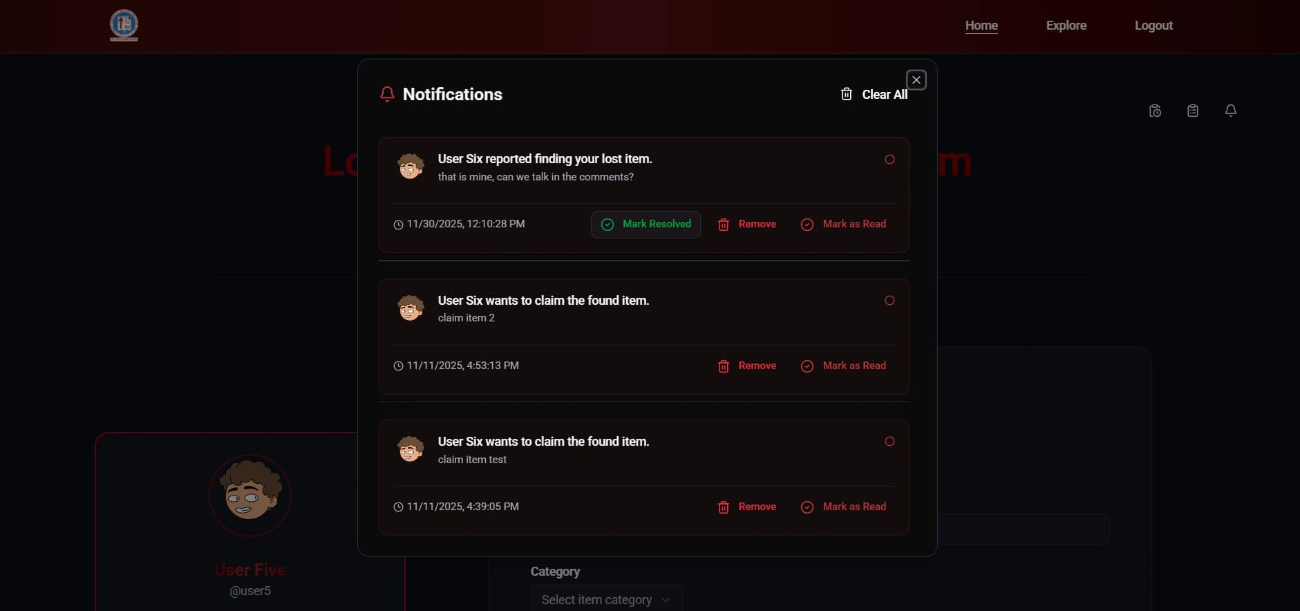 Lost and Found Management System — screenshot 6
